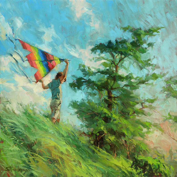 Boy Poster featuring the painting Summer Breeze by Steve Henderson
