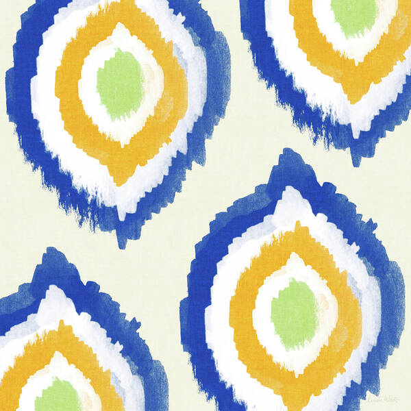 Blue Poster featuring the painting Summer Ikat- Art by Linda Woods by Linda Woods