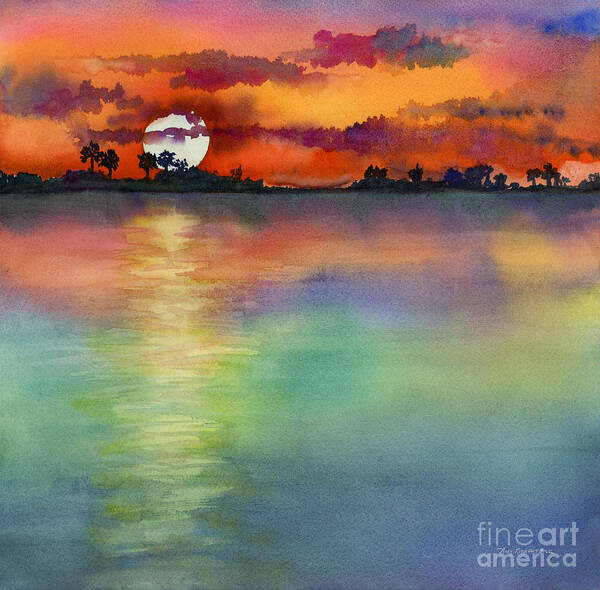 Sunset Poster featuring the painting Sunset by Amy Kirkpatrick