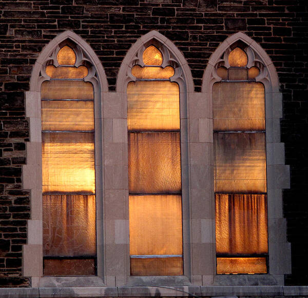 Sunset Poster featuring the photograph Sunset in Church Windows by Lyle Crump