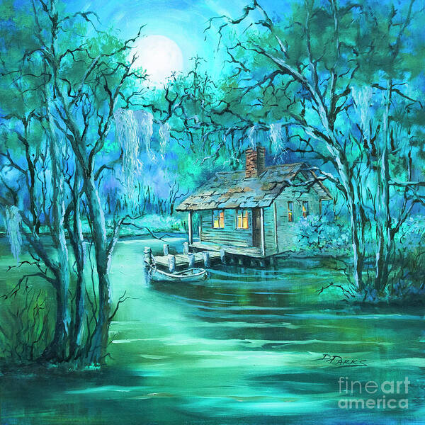 Louisiana Poster featuring the painting Swamp Moon by Dianne Parks