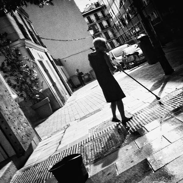 Blackandwhite Poster featuring the photograph Sweeping Widow

#woman #people by Rafa Rivas