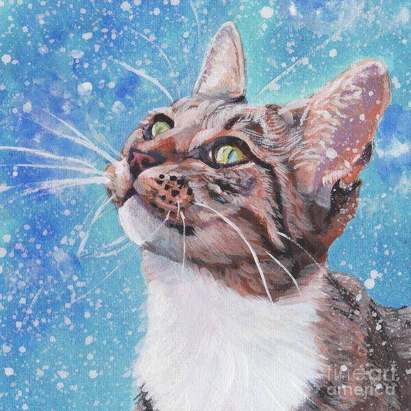 Tabby Cat Poster featuring the painting Tabby Cat in the Winter by Lee Ann Shepard