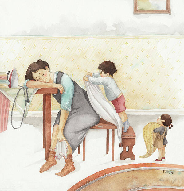 Soosh Poster featuring the drawing Taking care of Mom by Soosh