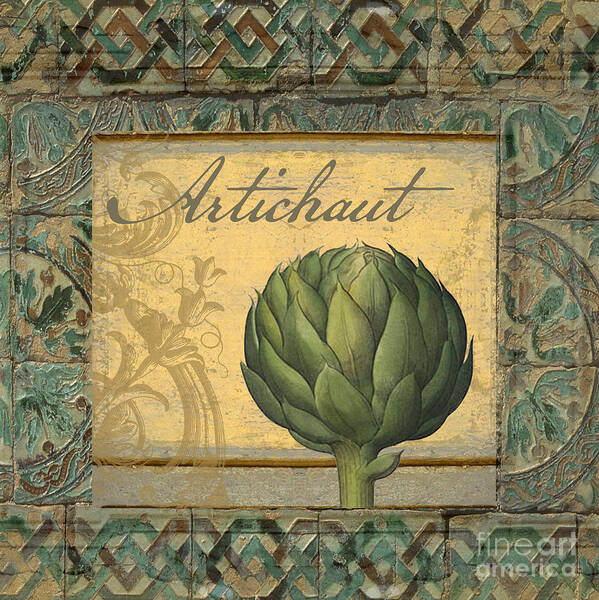 Olives Poster featuring the painting Tavolo, Italian Table, Artichoke by Mindy Sommers