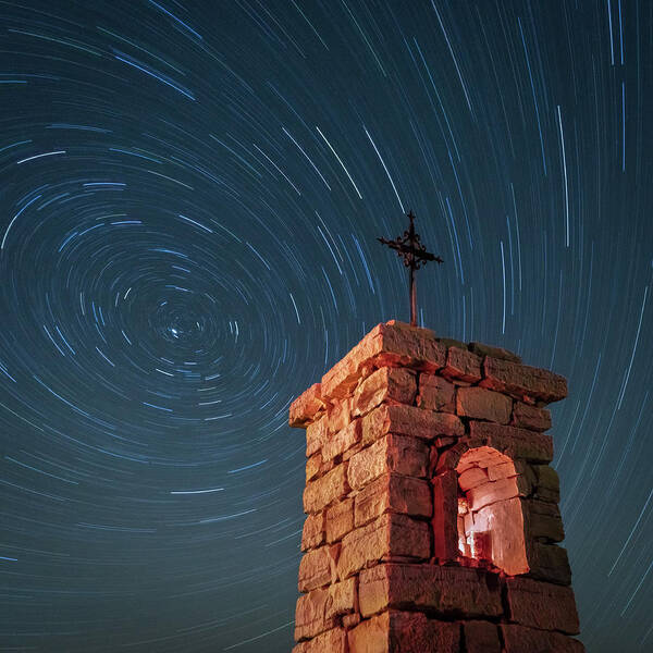 Star Circles Poster featuring the photograph Terlingua Cemetery Monument by Hal Mitzenmacher