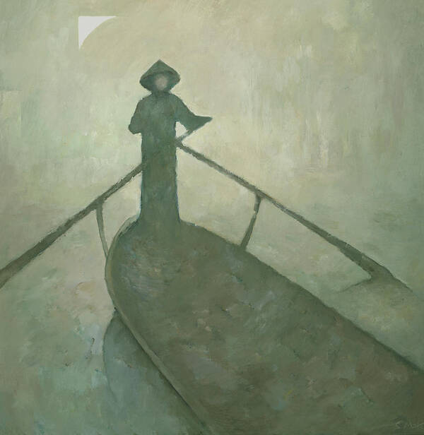 Boat Poster featuring the painting The Boatman by Steve Mitchell