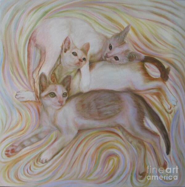 Cat Poster featuring the painting The Brothers by Sukalya Chearanantana