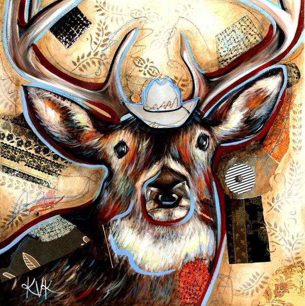 Country Critters Poster featuring the mixed media The Deer by Katia Von Kral