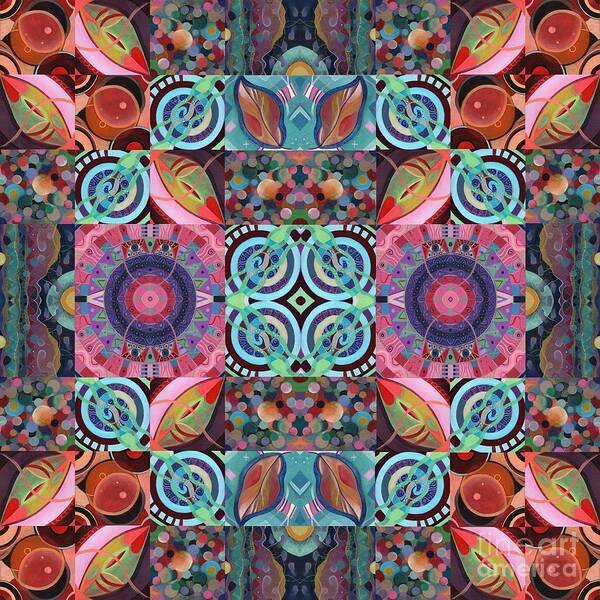 Abstract Art Poster featuring the painting The Joy of Design Mandala Series Puzzle 7 Arrangement 1 by Helena Tiainen
