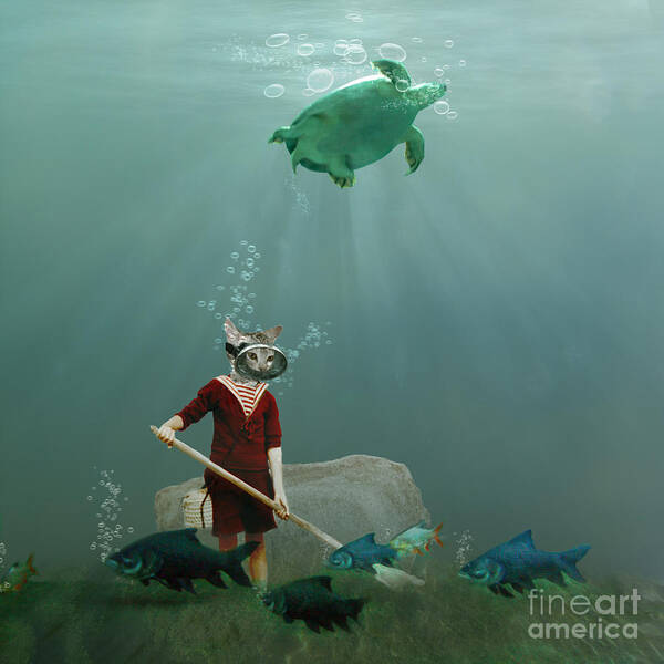 Underwater Poster featuring the photograph The little gardener by Martine Roch