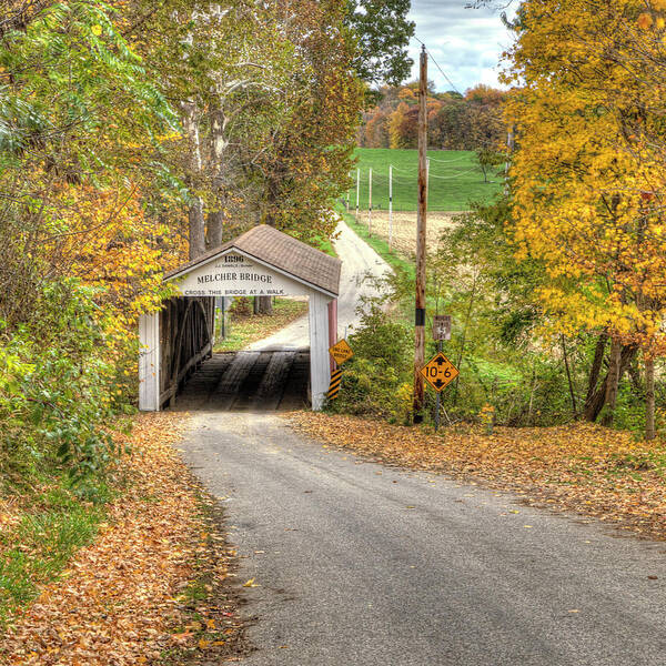 Covered Bridge Poster featuring the photograph The Melcher Covered Bridge by Harold Rau