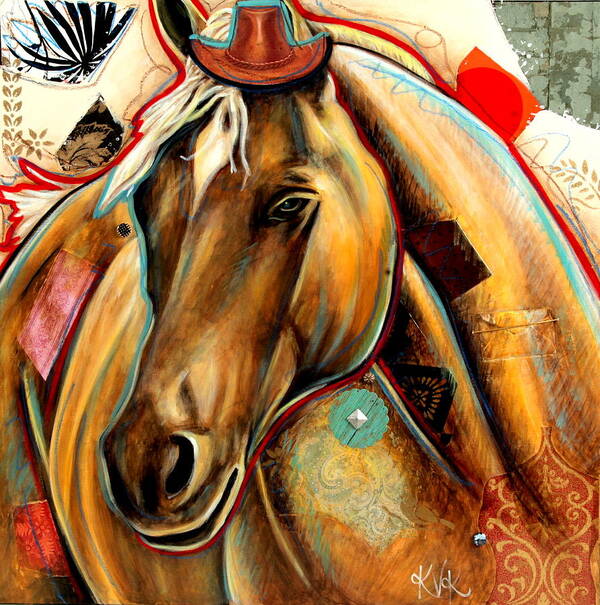 Country Critters Poster featuring the mixed media The Palomino by Katia Von Kral