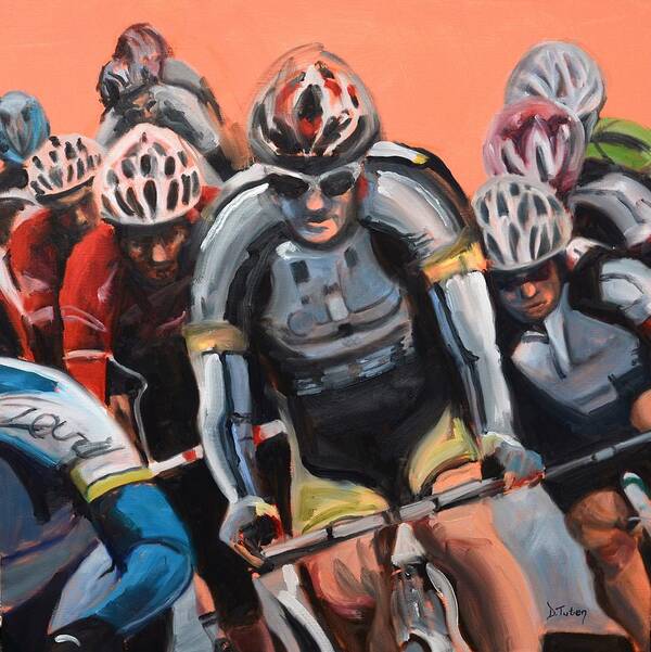 Bike Race Poster featuring the painting The Race by Donna Tuten
