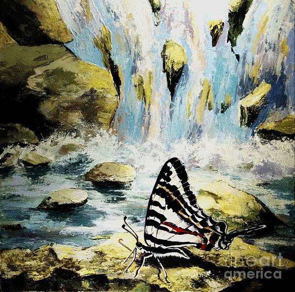 Acrylic Poster featuring the painting The Silence of the Waterfall 2 by Elisabeta Hermann