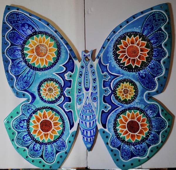 Art On Wood Poster featuring the painting The Summer Butterfly by Patricia Arroyo