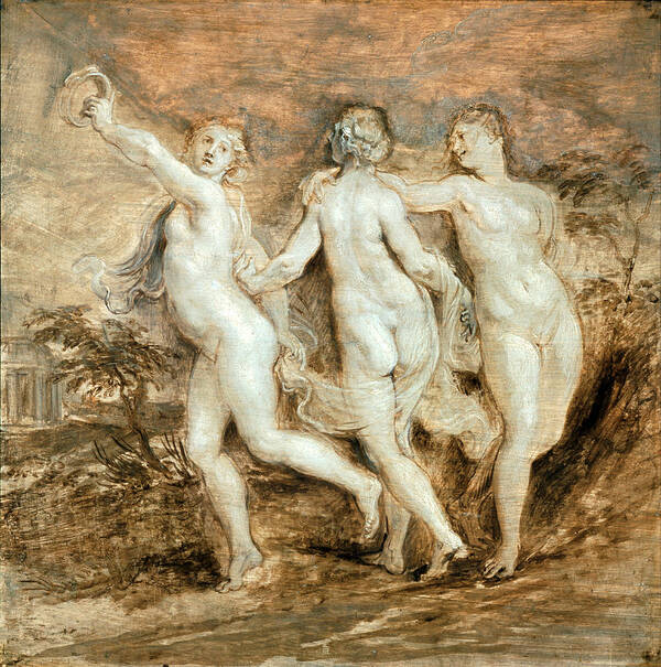 Peter Paul Rubens Poster featuring the painting The Three Graces 3 by Peter Paul Rubens