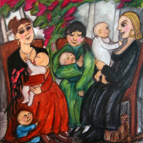 Mothers Poster featuring the painting The Village Midwives by Jenni Walford