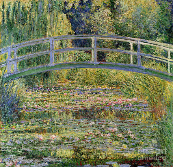 The Poster featuring the painting The Waterlily Pond with the Japanese Bridge by Claude Monet