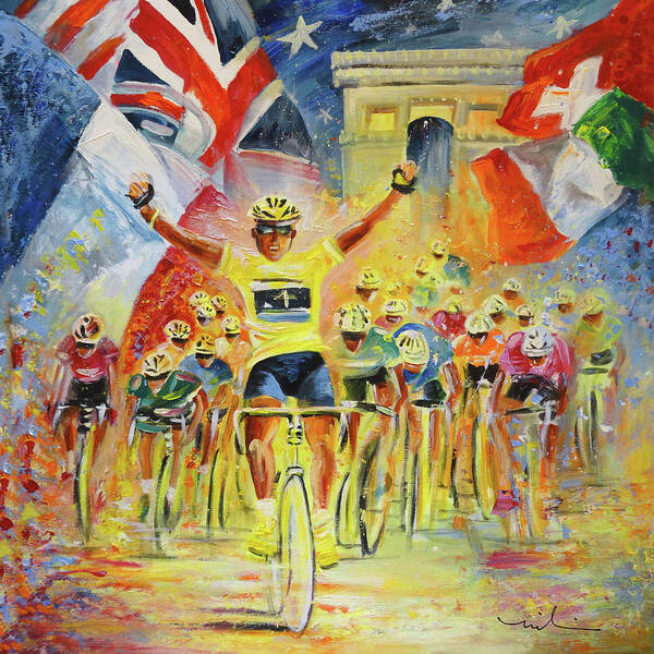 Sports Poster featuring the painting The Winner Of The Tour De France by Miki De Goodaboom