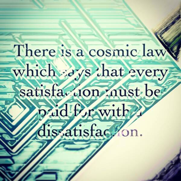 Quote Poster featuring the digital art There is a cosmic law by Marko Sabotin