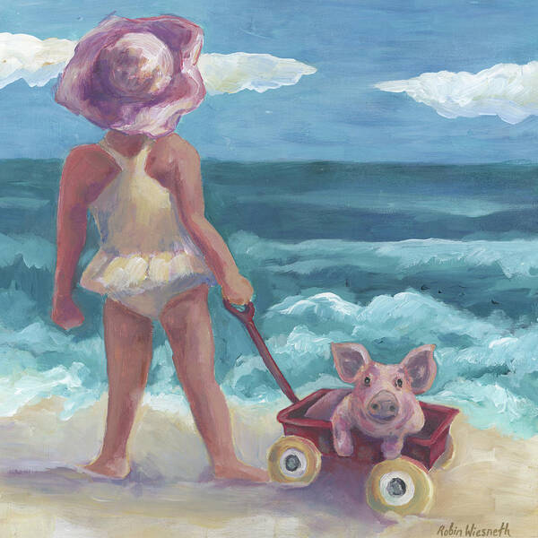 Pig Poster featuring the painting This Little Pig by Robin Wiesneth