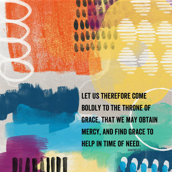 Hebrews 4:16 Poster featuring the painting Throne Of Grace- Contemporary Christian Art by Linda Woods. by Linda Woods
