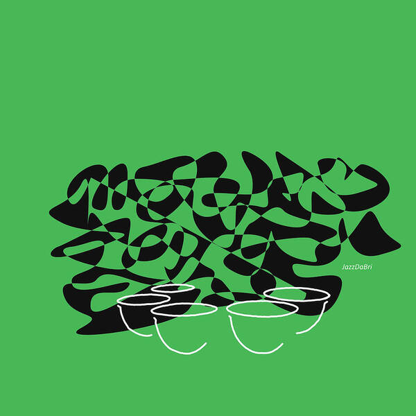 Timpani Teacher Poster featuring the digital art Timpani in Green by David Bridburg
