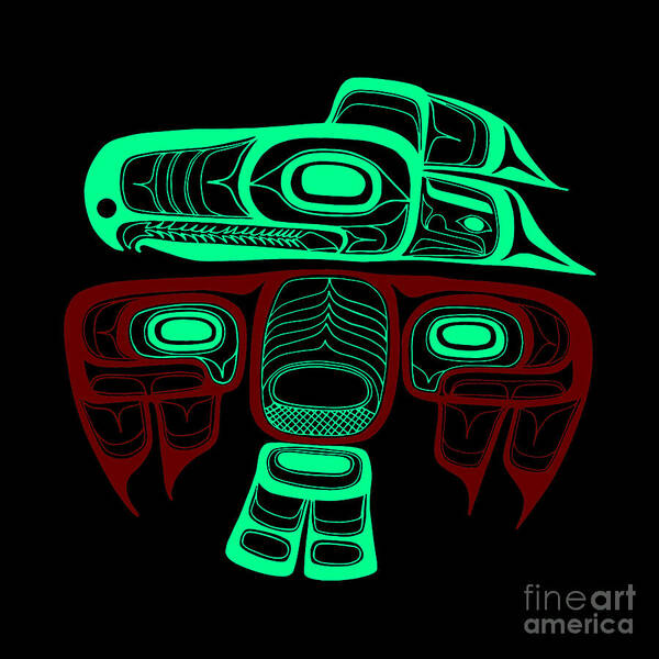  Native Poster featuring the drawing Tlingit thunderbird by Heidi De Leeuw