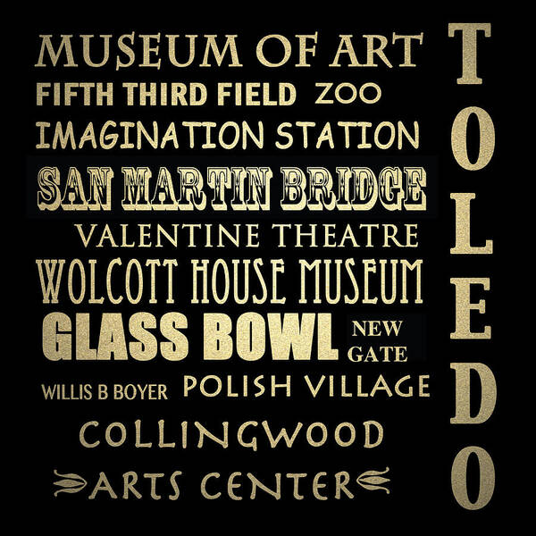 Toledo Poster featuring the digital art Toledo Ohio Famous Landmarks by Patricia Lintner