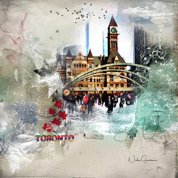Torontoart Poster featuring the digital art Toronto Skating by Nicky Jameson