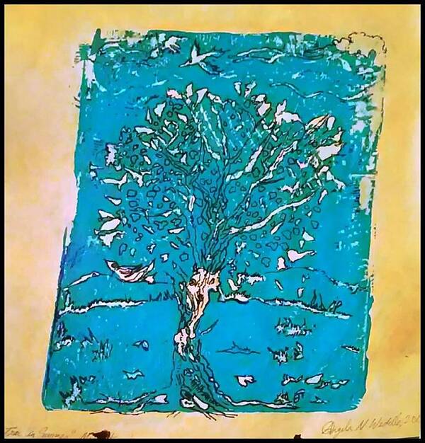 Tree Poster featuring the mixed media Tree in Summer by Angela Weddle