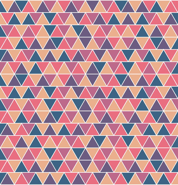 Pattern Poster featuring the mixed media Triangular Geometric Pattern - Warm Colors 07 by Studio Grafiikka