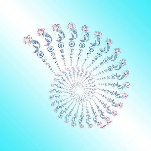 Tribal Poster featuring the digital art Tribal Mermaid Spiral Shell by Heather Schaefer