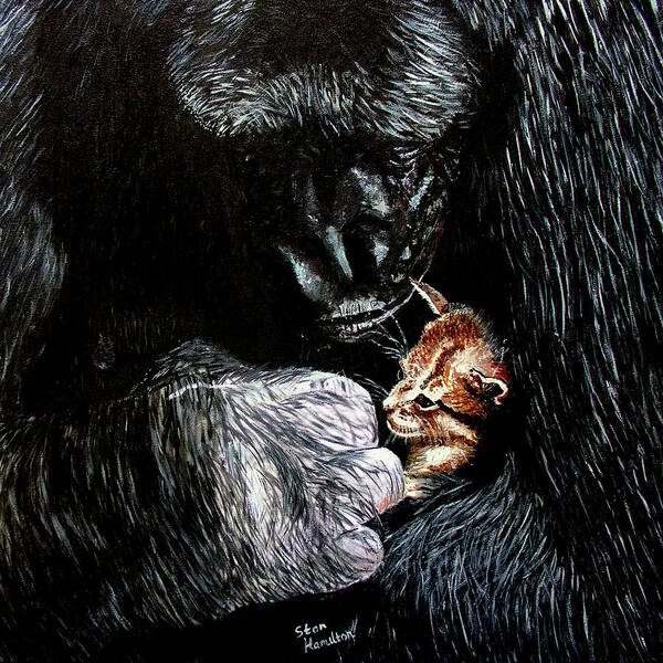 Gorillia Poster featuring the painting Tribute to Koko by Stan Hamilton