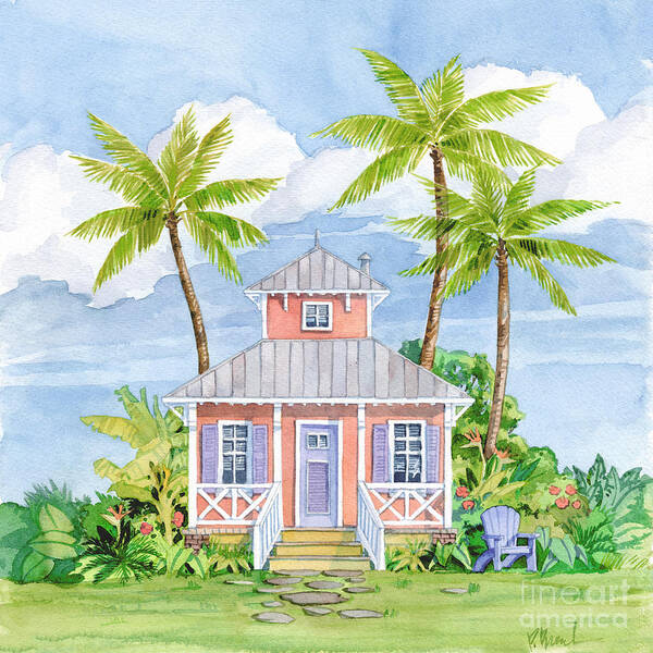 Tropical Poster featuring the painting Tropical Cottage I by Paul Brent