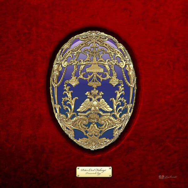 Treasure Trove By Serge Averbukh Poster featuring the photograph Tsarevich Faberge Egg on Red Velvet by Serge Averbukh