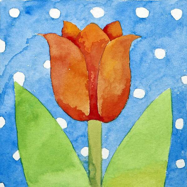 Flower Poster featuring the painting Tulip blue white spot background by Jennifer Abbot