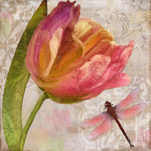 Tulip Poster featuring the painting Tulip Tempest I by Mindy Sommers