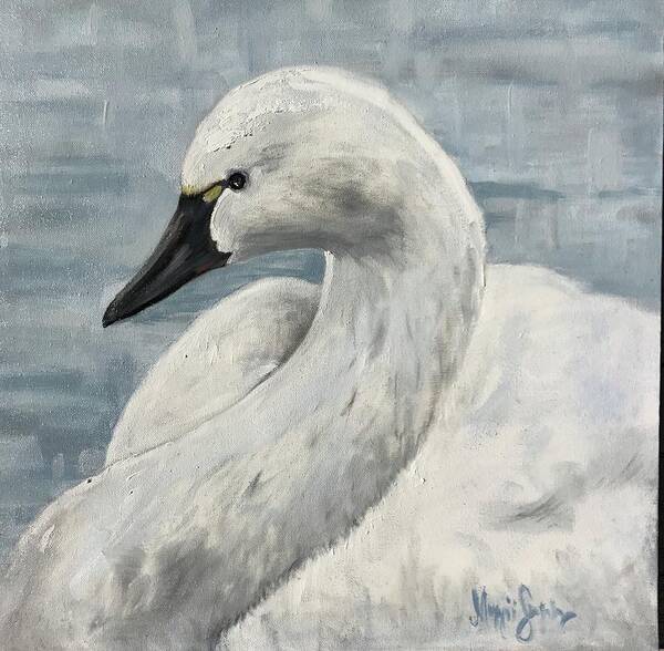 Swan Poster featuring the painting Tundra Swan by Maggii Sarfaty
