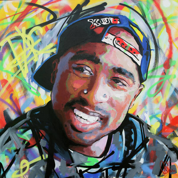 Tupac Poster featuring the painting Tupac Portrait by Richard Day