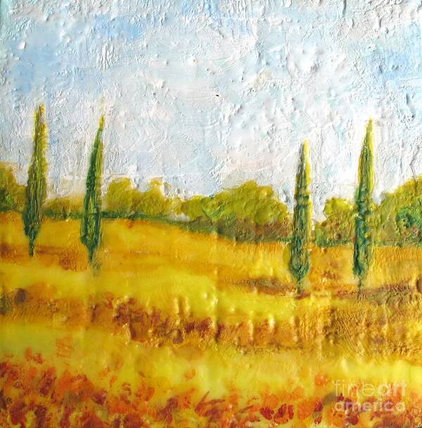 Encaustic Poster featuring the painting Tuscan Field by Christine Chin-Fook