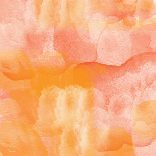 Orange Poster featuring the painting Tuscan Rose- Abstract Watercolor by Linda Woods