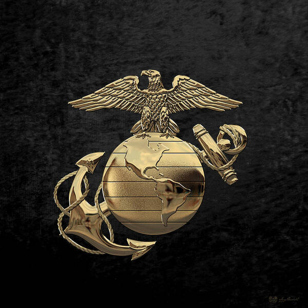 'usmc' Collection By Serge Averbukh Poster featuring the digital art U S M C Eagle Globe and Anchor - N C O and Enlisted E G A over Black Velvet by Serge Averbukh
