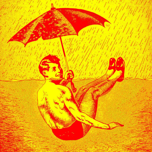 Digital Print Poster featuring the painting Umbrella Red Yellow by Steve Fields