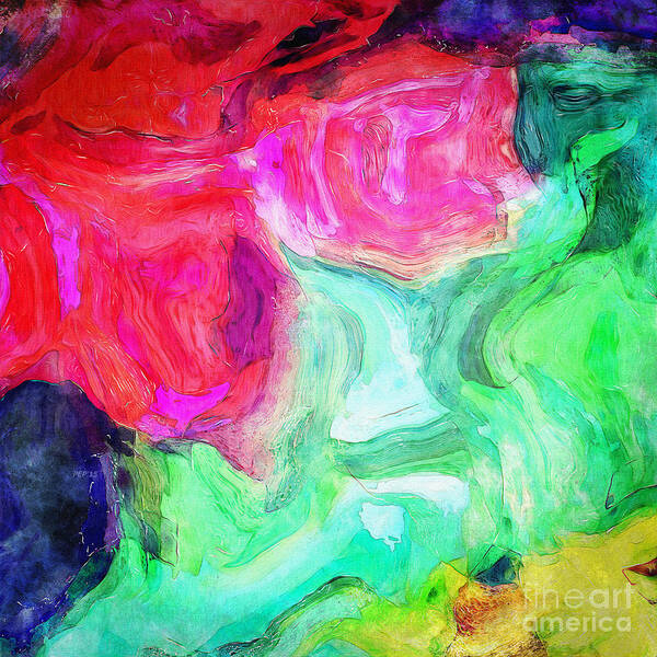 Digital Painting Poster featuring the digital art Untitled Colorful Abstract by Phil Perkins