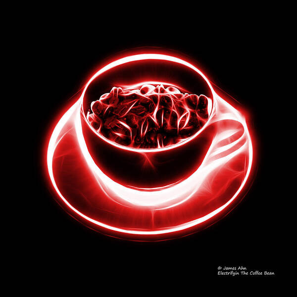 Coffee Poster featuring the digital art V2-BB-Electrifyin The Coffee Bean-Red by James Ahn