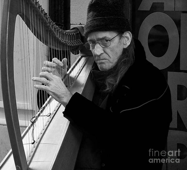 Black And White Portrait Poster featuring the photograph Vagrant music by Elena Perelman