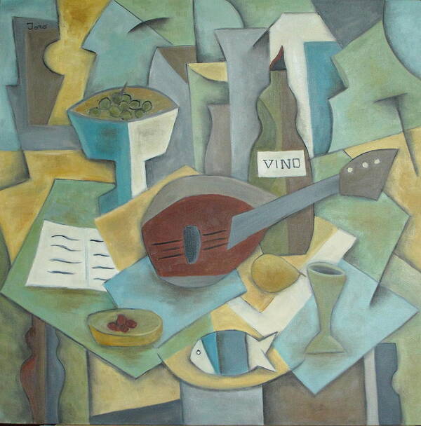 Cubism Poster featuring the painting Vino by Trish Toro