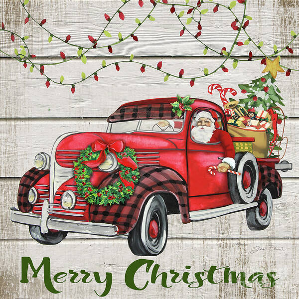 Vintage Poster featuring the painting Vintage Christmas Truck-E by Jean Plout